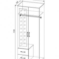 Шкаф 2-х створчатый с зеркалом Софи СШК 800.3 (дуб сонома/белый глянец) в Перми - perm.mebel24.online | фото 2