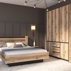 ПРАГА Спальный гарнитур Серия 3 (Дуб Делано/Дуб Венге) в Перми - perm.mebel24.online | фото 3