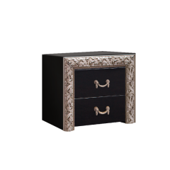 Тумба прикроватная (2 ящика) Тиффани Premium черная/серебро (ТФТП-2(П) в Перми - perm.mebel24.online | фото
