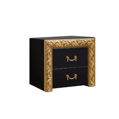 Тумба прикроватная (2 ящика)Тиффани Premium черная/золото (ТФТП-1(П) в Перми - perm.mebel24.online | фото