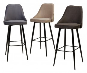 Барный стул NEPAL-BAR ГРАФИТ #14, велюр/ черный каркас (H=78cm) М-City в Перми - perm.mebel24.online | фото 3