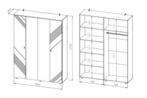 БАЙКАЛ Шкаф четырехстворчатый (Графит/Дуб золотой) в Перми - perm.mebel24.online | фото 3