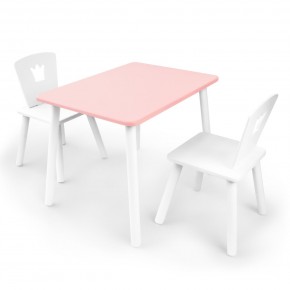 Детский комплект стол и два стула «Корона» Rolti Baby (розовый/белый, массив березы/мдф) в Перми - perm.mebel24.online | фото