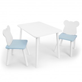 Детский комплект стол и два стула «Мишка» Rolti Baby (белый/голубой, массив березы/мдф) в Перми - perm.mebel24.online | фото