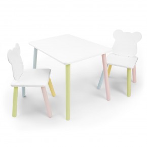 Детский комплект стол и два стула «Мишка» Rolti Baby (белый/цветной, массив березы/мдф) в Перми - perm.mebel24.online | фото
