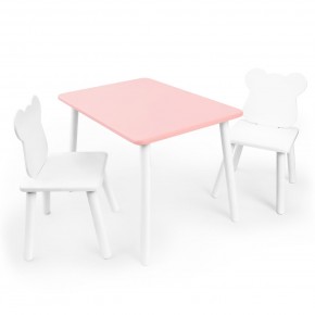 Детский комплект стол и два стула «Мишка» Rolti Baby (розовый/белый, массив березы/мдф) в Перми - perm.mebel24.online | фото