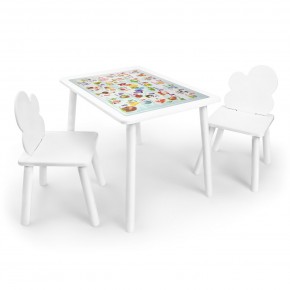 Детский комплект стол и два стула Облачко Rolti Baby с накладкой Алфавит (белая столешница/белое сиденье/белые ножки) в Перми - perm.mebel24.online | фото