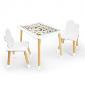 Детский комплект стол и два стула Облачко Rolti Baby с накладкой Алфавит (белая столешница/белое сиденье/береза ножки) в Перми - perm.mebel24.online | фото