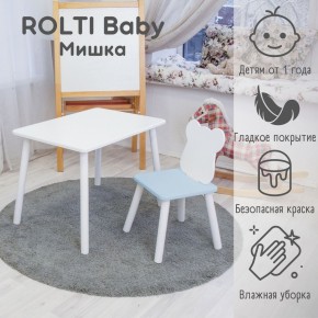 Детский комплект стол и стул «Мишка» Rolti Baby  (голубая столешница/голубое сиденье/белые ножки) в Перми - perm.mebel24.online | фото