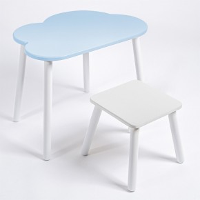 Детский комплект стол ОБЛАЧКО  и табурет Rolti Baby (голубая столешница/белое сиденье/белые ножки) в Перми - perm.mebel24.online | фото