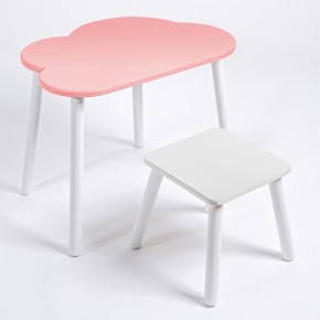 Детский комплект стол ОБЛАЧКО  и табурет Rolti Baby (розовая столешница/белое сиденье/белые ножки) в Перми - perm.mebel24.online | фото