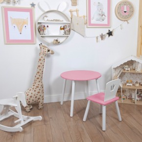 Комплект детский стол КРУГЛЫЙ и стул КОРОНА ROLTI Baby (розовая столешница/розовое сиденье/белые ножки) в Перми - perm.mebel24.online | фото
