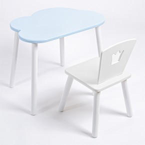 Комплект детский стол ОБЛАЧКО и стул КОРОНА ROLTI Baby (голубая  столешница/белое сиденье/белые ножки) в Перми - perm.mebel24.online | фото