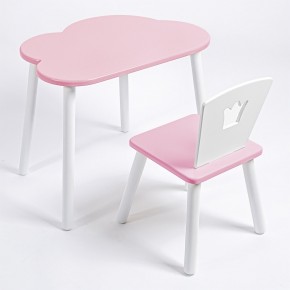 Комплект детский стол ОБЛАЧКО и стул КОРОНА ROLTI Baby (розовая столешница/розовое сиденье/белые ножки) в Перми - perm.mebel24.online | фото 1