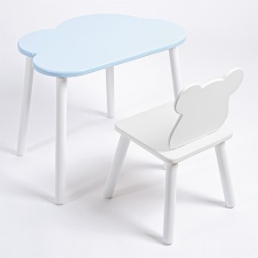 Комплект детский стол ОБЛАЧКО и стул МИШКА ROLTI Baby (голубая столешница/белое сиденье/белые ножки) в Перми - perm.mebel24.online | фото 1