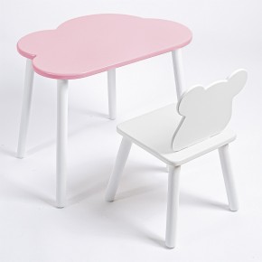 Комплект детский стол ОБЛАЧКО и стул МИШКА ROLTI Baby (розовая столешница/белое сиденье/белые ножки) в Перми - perm.mebel24.online | фото