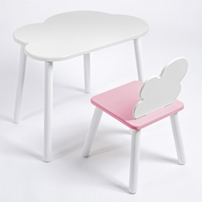 Комплект детский стол ОБЛАЧКО и стул ОБЛАЧКО ROLTI Baby (белая столешница/розовое сиденье/белые ножки) в Перми - perm.mebel24.online | фото