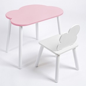 Комплект детский стол ОБЛАЧКО и стул ОБЛАЧКО ROLTI Baby (розовая столешница/белое сиденье/белые ножки) в Перми - perm.mebel24.online | фото