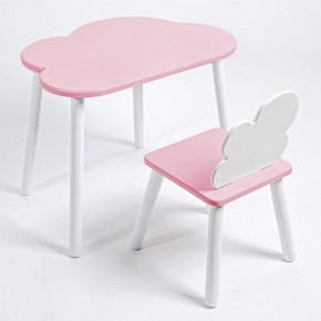 Комплект детский стол ОБЛАЧКО и стул ОБЛАЧКО ROLTI Baby (розовая столешница/розовое сиденье/белые ножки) в Перми - perm.mebel24.online | фото 1