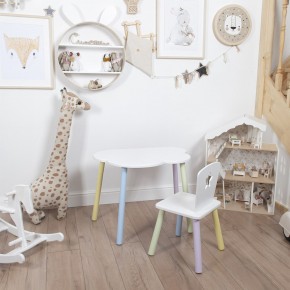 Комплект детский стол ОБЛАЧКО и стул ЗВЕЗДА ROLTI Baby (белая столешница/белое сиденье/цветные ножки) в Перми - perm.mebel24.online | фото