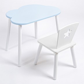 Комплект детский стол ОБЛАЧКО и стул ЗВЕЗДА ROLTI Baby (голубая столешница/белое сиденье/белые ножки) в Перми - perm.mebel24.online | фото