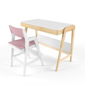 Комплект растущий стол и стул с чехлом 38 попугаев «Вуди» (Белый, Белый, Розовый) в Перми - perm.mebel24.online | фото