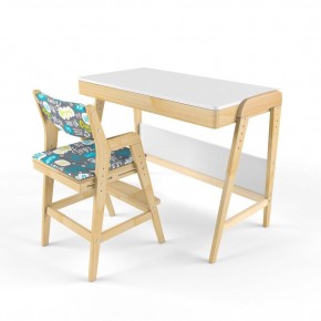 Комплект растущий стол и стул с чехлом 38 попугаев «Вуди» (Белый, Береза, Салют) в Перми - perm.mebel24.online | фото