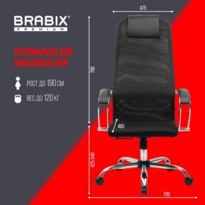 Кресло BRABIX PREMIUM "Ultimate EX-800" хром, плотная двойная сетка Х2, черное, 532911 в Перми - perm.mebel24.online | фото 6