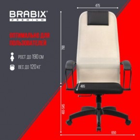 Кресло BRABIX PREMIUM "Ultimate EX-800" пластик, плотная двойная сетка Х2, черное/бежевое, 532916 в Перми - perm.mebel24.online | фото 6