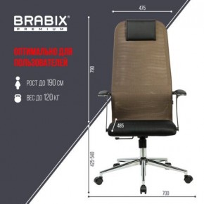 Кресло BRABIX PREMIUM "Ultimate EX-801" хром, плотная двойная сетка Х2, черное/коричневое, 532920 в Перми - perm.mebel24.online | фото 6