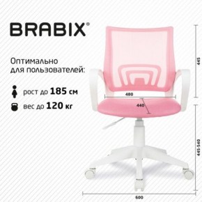 Кресло BRABIX "Fly MG-396W", с подлокотниками, пластик белый, сетка, розовое, 533008 в Перми - perm.mebel24.online | фото 5