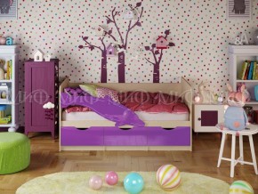 Кровать Дельфин-1 800*1600 (Фиолетовый металлик/дуб крафт белый) в Перми - perm.mebel24.online | фото