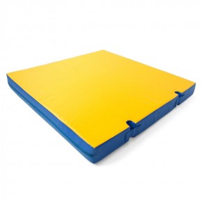 Мат гимнастический 1х1х0,1м с вырезом под стойки цв. синий-желтый в Перми - perm.mebel24.online | фото
