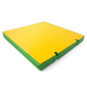 Мат гимнастический 1х1х0,1м с вырезом под стойки цв. зеленый-желтый в Перми - perm.mebel24.online | фото 1
