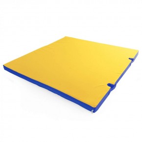 Мат гимнастический 1х1х0,08м с вырезом под стойки цв. синий-желтый в Перми - perm.mebel24.online | фото 1