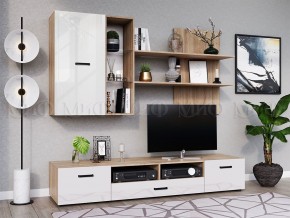 Нэнси New Тумба ТВ ЛДСП (2дв.+1ящ.) Белый глянец/Сонома в Перми - perm.mebel24.online | фото 3
