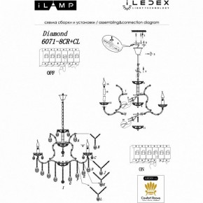 Подвесная люстра iLamp Diamond 6071-8 CR+CL в Перми - perm.mebel24.online | фото 2