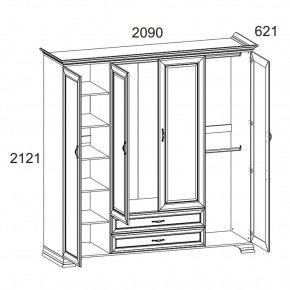 Шкаф 4D2S Z, TIFFANY, цвет вудлайн кремовый в Перми - perm.mebel24.online | фото 1