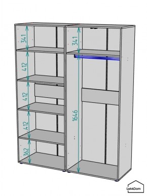 Шкаф Linnea MHR-4-1 2050х1600х510 (Графит-М 11.1.25) в Перми - perm.mebel24.online | фото 3