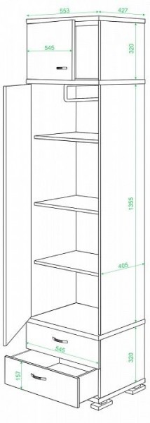 Шкаф платяной Домино КС-10 в Перми - perm.mebel24.online | фото 2