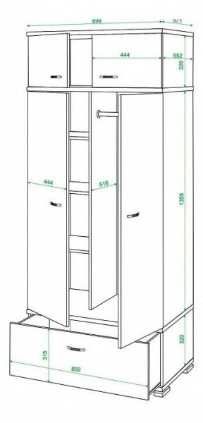 Шкаф платяной Домино КС-20 в Перми - perm.mebel24.online | фото 3