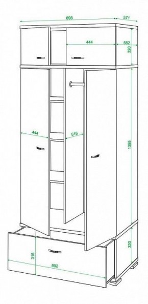 Шкаф платяной Домино КС-20 в Перми - perm.mebel24.online | фото 3