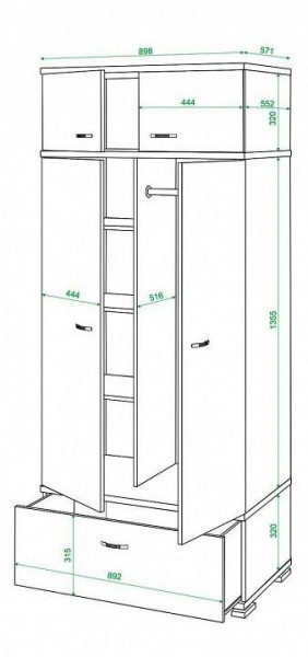 Шкаф платяной Домино КС-20 в Перми - perm.mebel24.online | фото 2