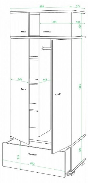 Шкаф платяной Домино КС-20 в Перми - perm.mebel24.online | фото 2