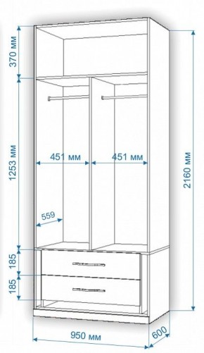 Шкаф платяной Нобиле Пл-95/60 в Перми - perm.mebel24.online | фото 2