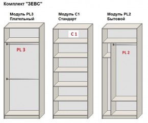 Шкаф распашной серия «ЗЕВС» (PL3/С1/PL2) Серый камень/Небраска натуральный в Перми - perm.mebel24.online | фото 2