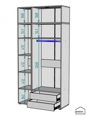 Шкаф с антресолью Linnea MHR-3POA-2 2450х1200х510 (Белый-М 11.1.1) в Перми - perm.mebel24.online | фото 3