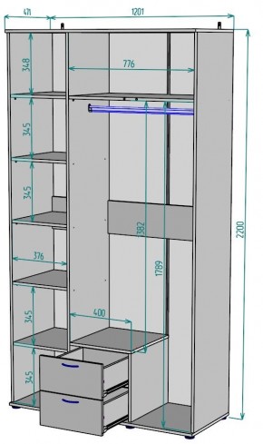 Шкаф с зеркалом Ольга H54_M в Перми - perm.mebel24.online | фото 2