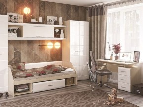 Стол компьютерный Симба Дуб белфорт-Белый глянец в Перми - perm.mebel24.online | фото 3