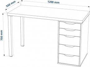 Стол письменный Ингар 1/5Т 120x75x55, дуб беленый/белый в Перми - perm.mebel24.online | фото 3